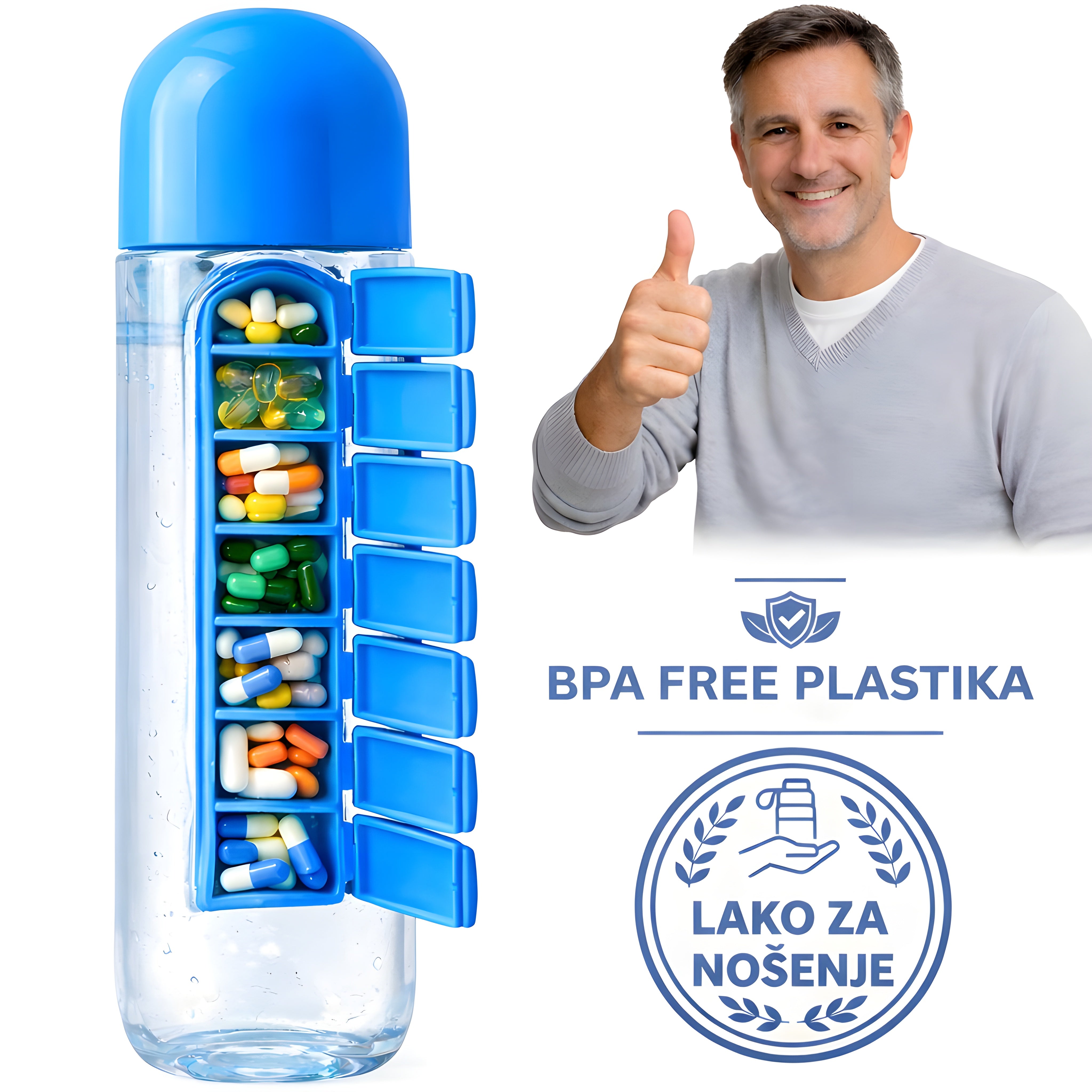 VIVITO - 2U1 Organizator za Lekove i Flašica za Vodu