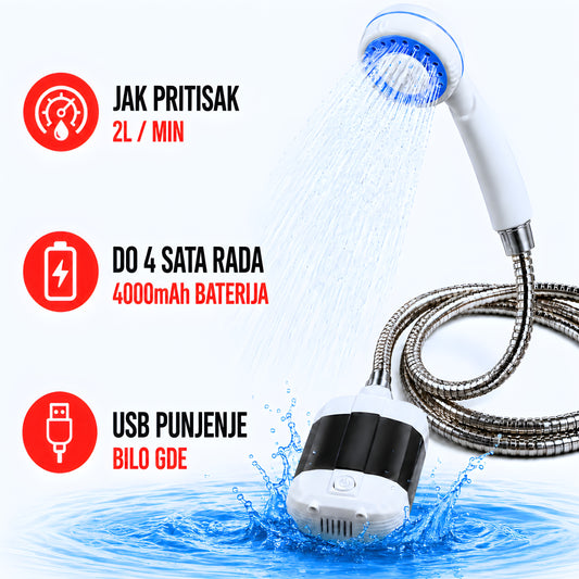 Prenosivi Tuš za Kampovanje (4000mAh)